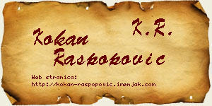 Kokan Raspopović vizit kartica